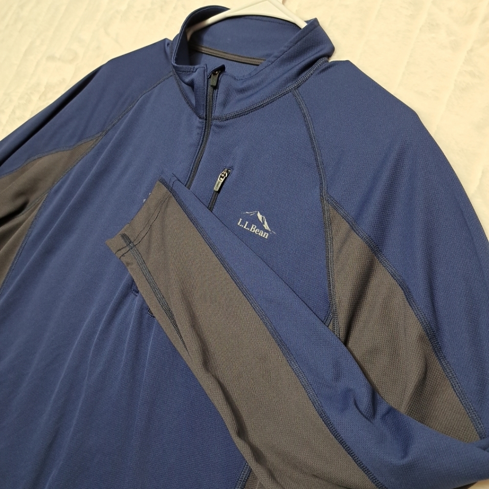 L.L. Bean Ridge Runner Reflective 1/4 Zip Blue Pullover Mens Regular L